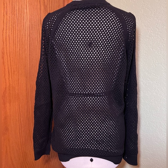 BCBGeneration black open shoulder long sleeve open holes sweater. Size large - Picture 5 of 6